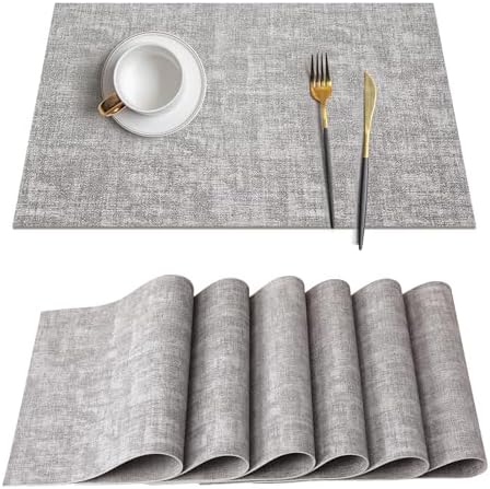 Washable Placemats, Faux Leather Placemat For Dining Table, Waterproof Easy To Clean Non Slip Heat Resistant Table Mats (Color : Navy Blue, Size - View #9
