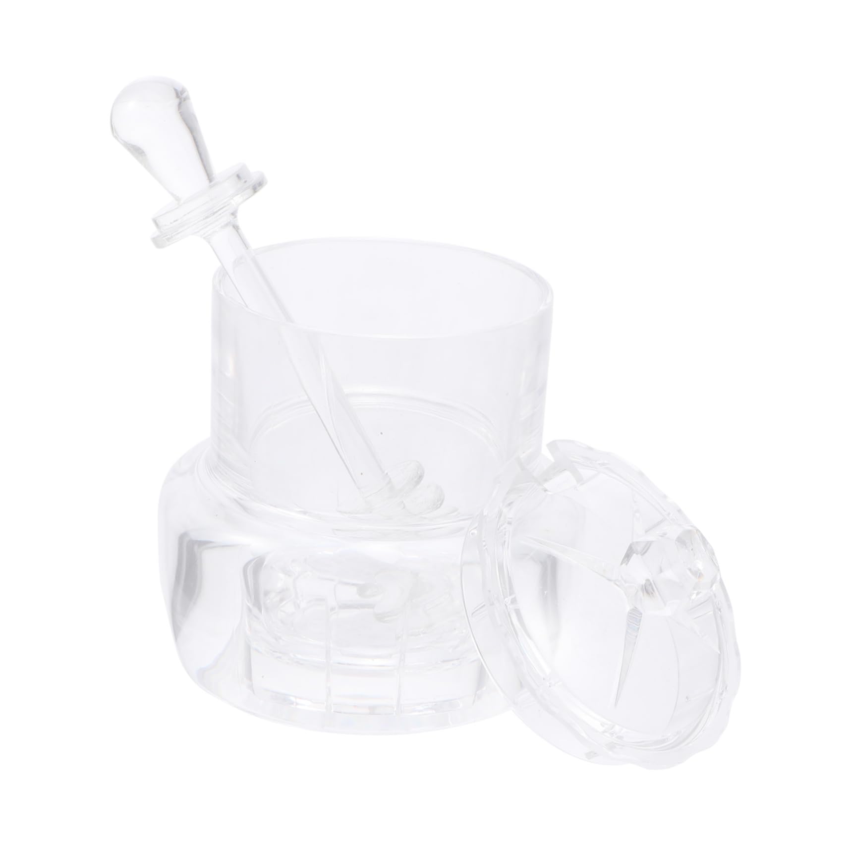 Amosfun 1Set Acrylic with Dipper Honey Dispenser Pot for Kitchen Use Transparent Design for Easy Monitoring Honey Lovers and Housewarmings