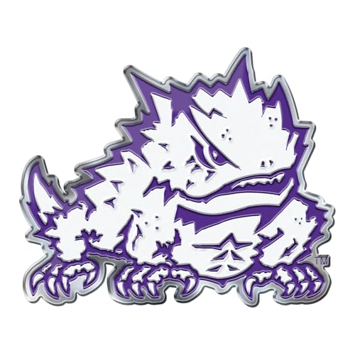 FANMATS 60562 TCU Horned Frogs Heavy Duty Aluminum Embossed Color Emblem, Auto Emblem Decal