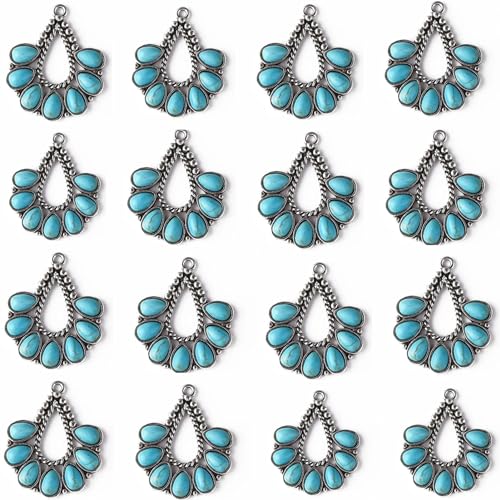 Spritewelry Teardrop Turquoise Charms 50pcs Tibetan Style Retro Pendants Antique