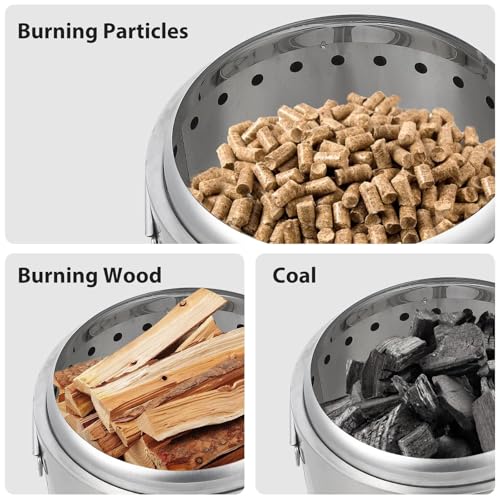 Portable Smokeless Fire Pit with Double Wall Design, Efficient Burn, Removable Ash Pan & Poker - Lightweight Stainless Steel Outdoor Firepit for Camping, Barbecuing, and Roasting Marshmallows