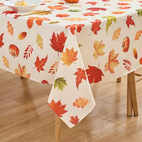 Fall Tablecloth Rectangle Fall Leaves Thanksgiving Pumpkins Table Cloth -