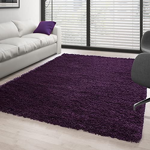 Tapis violet doux à longs poils 120 x 170 cm pour réchauffer un sol froid