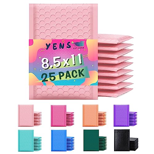 Yens Light Pink Poly Bubble Mailers 8.5x12 25 Pack Usable 8.5x11