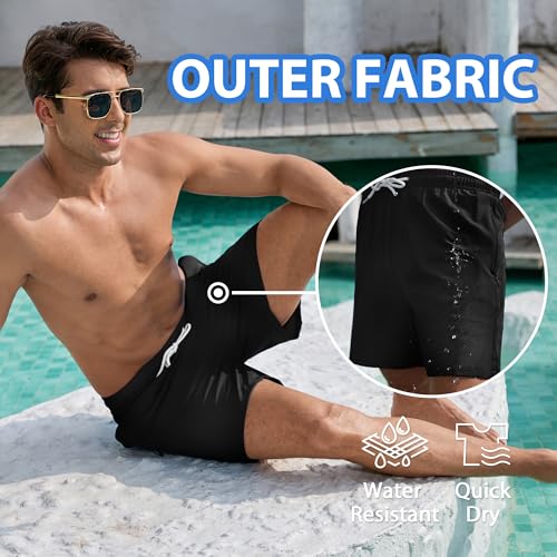 Srnede Mens Swim Trunks Swim Shorts Board Shorts Quick Dry Beach Shorts Swimwear Bathing Suits with Compression Line3