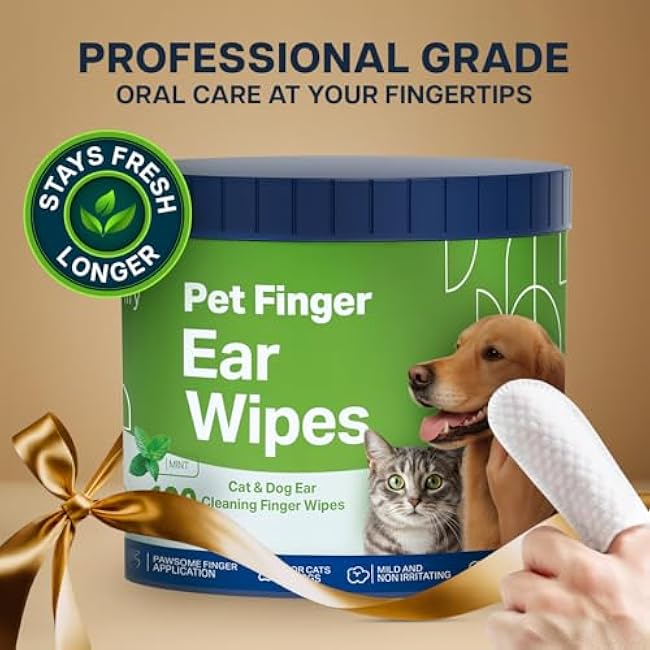 Dog Teeth Cleaning Wipes - 100 Value Pack - Fresh Mint Dog Dental Wipes, Vet Formulated Pet Teeth Cleaning Finger Wipes for Dogs & Cats ¨C Effective Dog Teeth Cleaning, Plaque & Tartar Solution-biDRW2Rv