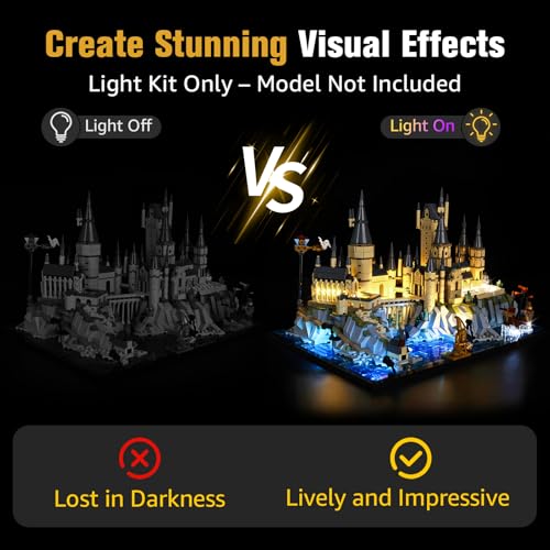 BrickSoul Light Up Kit for Lego 76419 Castle and Grounds Building Set | Upgrade Cable-Hiding Tech for Display | Lighting Accessories for Harry Potter Hogwarts Set | Not Included 76419 Model