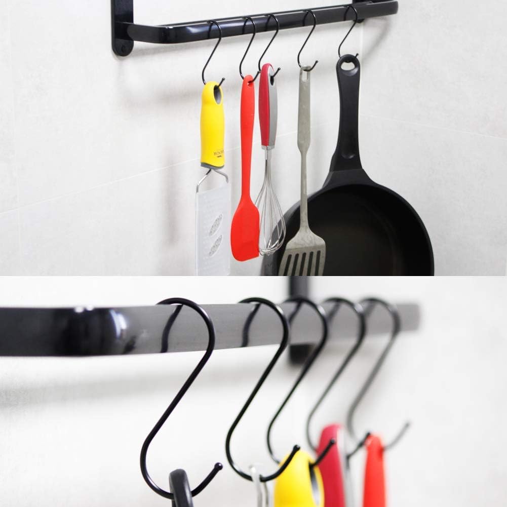 LOYMR 10 Pack 4.7 Inches Extra Large S Shape Hooks Heavy-Duty Metal Hanging Hooks Apply Kitchenware Bathroom Utensils Plants Towels Gardening Multiple uses Tools(Black)