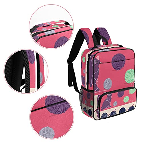 Sac à dos ordinateur portable imprimé chat rose tendance - 3