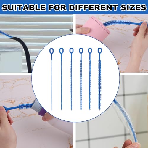 Image of 6pcs Straw Cleaner Brush Set, 12.6 Inch Cleaning Brush Extra Long Reusable Water Bottle Pipe Cleaner Bendable Cleaning Tool for Metal Silicone Plastic Glass Straws Tubes (Blue)