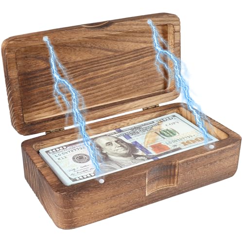 Mczxon Wooden Currency Money Cash Tray with Hinged Lid and Magnetic Closure, Vintage Single Compartment Cash Case Bank Organiser Storage Money Bill Currency Box Holder Container Moneyboxes