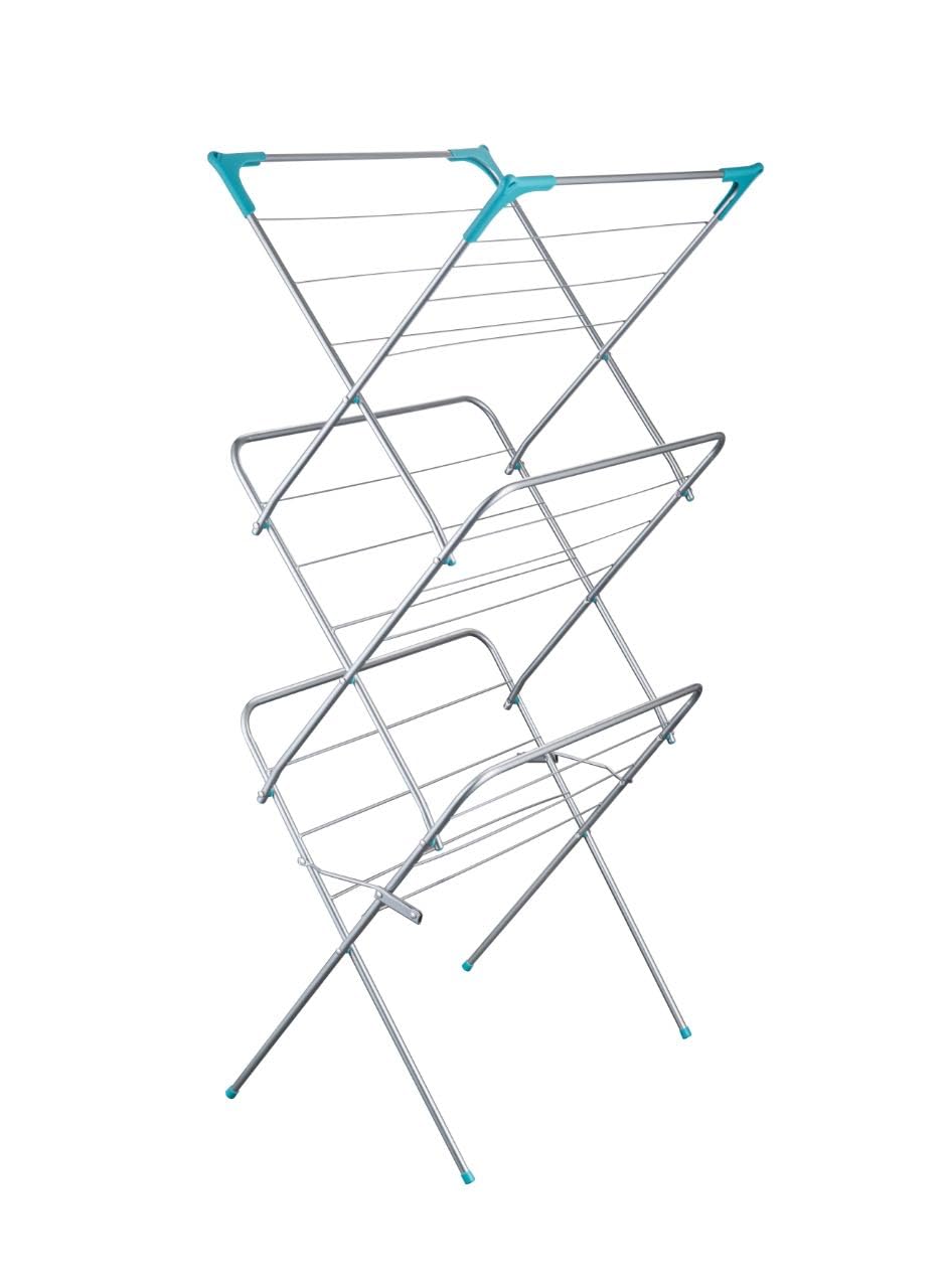 AL AJAL 3 Tier Clothes Airer Clothes Drying Rack Drying Indoor and Outdoor Laundry Rack with Non-Slip Feet Flat Foldable Space