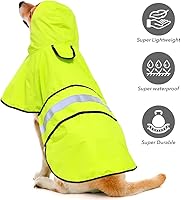 Vista 3 de Impermeable reflectante para perros – Impermeable ajustable para perros, impermeable ligero con capucha para perro, poncho chubasquero, chaqueta