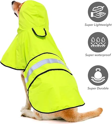 Miniatura 3 de Impermeable reflectante para perros  Impermeable ajustable para perros, impermeable ligero con capucha para perro, poncho deslizante, chaqueta