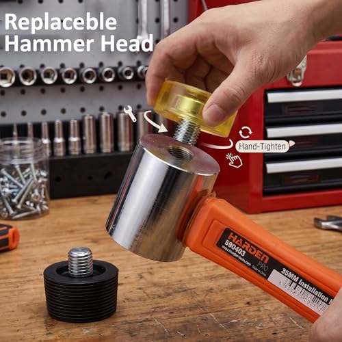 Image of Harden 35mm Dual Head Mallet Hammer with Fiberglass Handle | TPU & Soft PVC Non-Marring Heads | Shockproof Grip for Tile, Flooring & Auto Repair - 590403