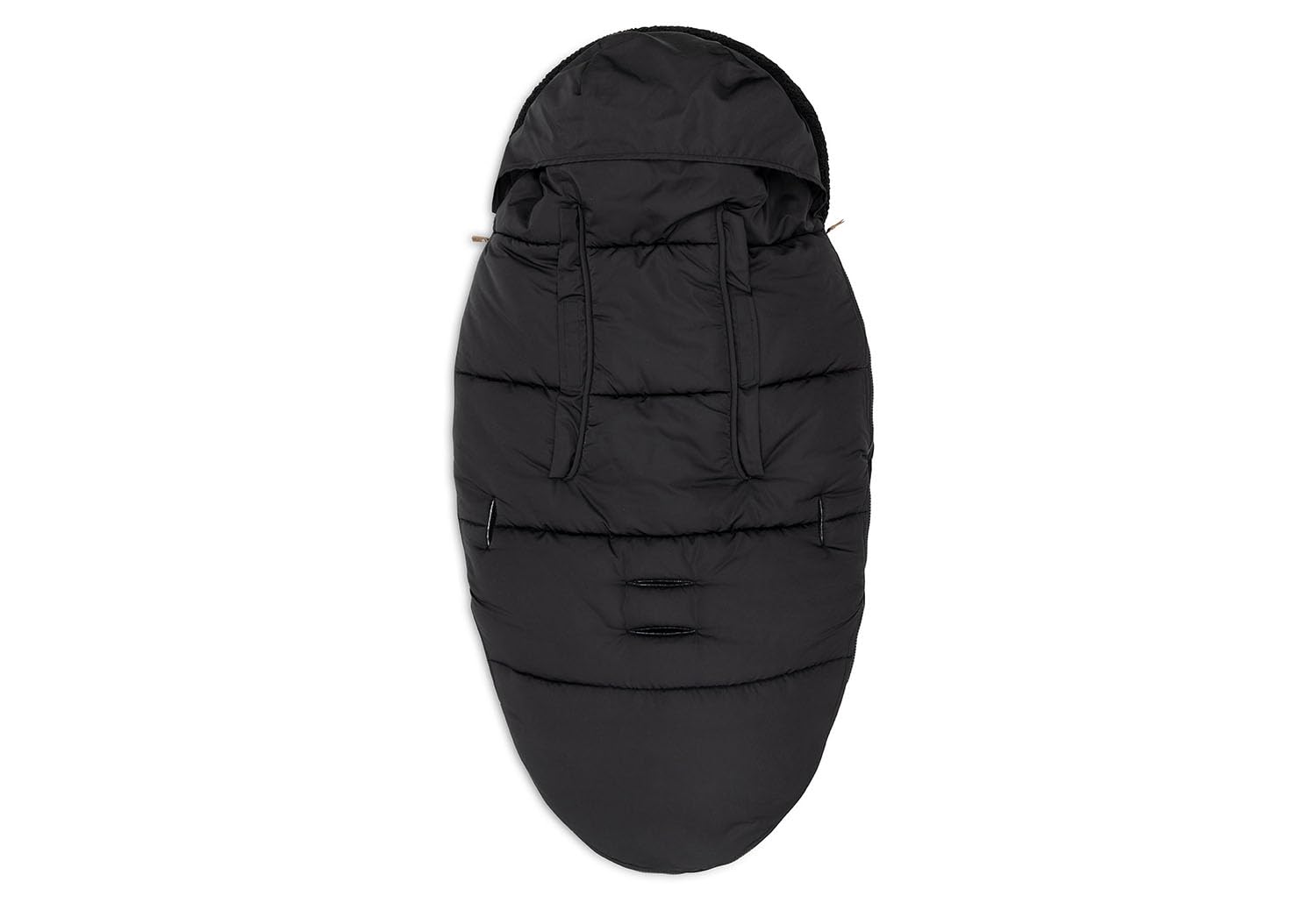 Jollein Fußsack Black - Für Buggy und Kinderwagen - Für 3-Punkt- und 5-Punkt-Gurt - Mit Teddy Gefütterter Fußsack Kinderwagen - Wasserabweisend - Schwarz