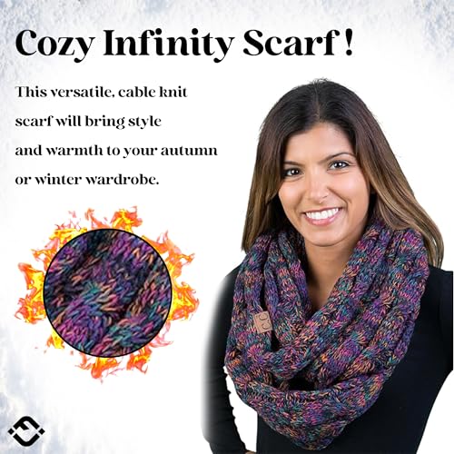 Funky Junque Cozy Ribbed Cable Knit Infinity Scarf Wrap - Mother's Day Gift - for Women2