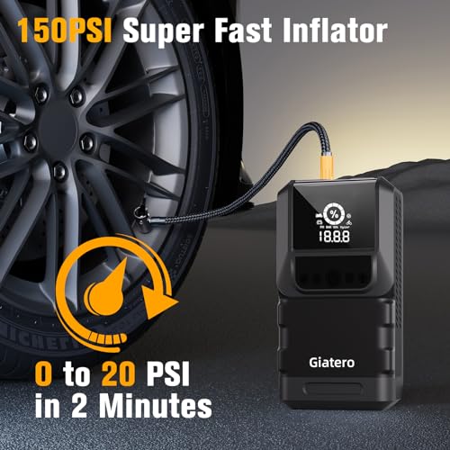 image for Giatero Q13 4000A Portable Car Jump Starter with Air Compressor 150PSI