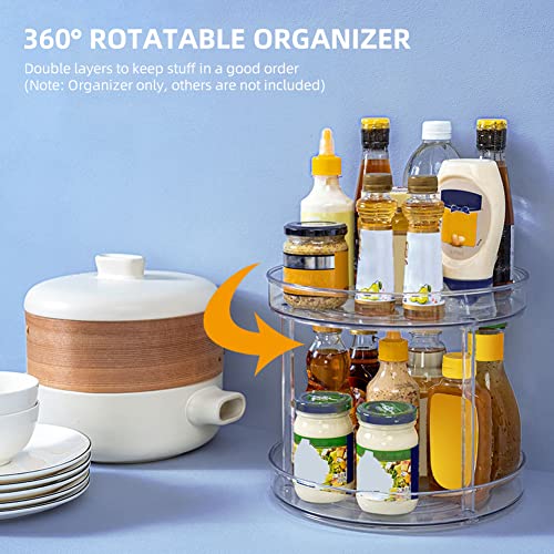 Homesen Organizador Rotativo Transparente Dupla Camada 360° Rotativo Cozinha Temperos Rack Suporte M