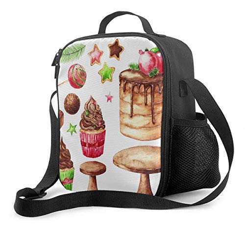 Yuanmeiju Chevron Stripes Bolsa de almuerzo sin costuras, conserva el calor, función de frío, caja bento reutilizable con correa para el hombro, para mujeres, hombres, picnic, escuela, trabajo