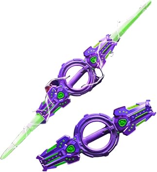 Light-up Toy Sword, Light-up Sword, Extendable, Rotating, Sound Effects, New Fire Spin Sword, Double-edged Light Sword, LED Lighting, For Boys, Gift Gradient Purple
