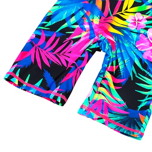 Image of TFJH E Short Sleeve Girls Swimsuits UV 50+ One Pieces Zipper 2-14Y | From beach vacations and pool parties to cruises and water parks, this colorful floral swimsuit is her summer favorite