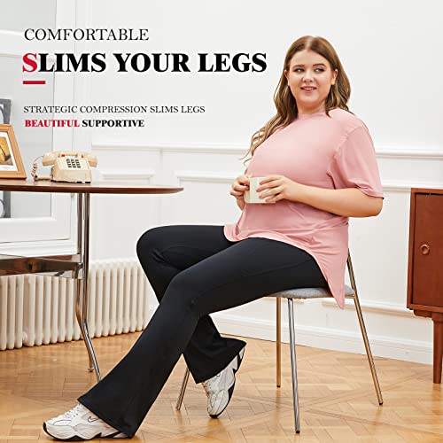Image of YOHOYOHA Plus Size Dress Yoga Pants High Waisted Stretch Bootcut Flared Leg Pants for Workout Work