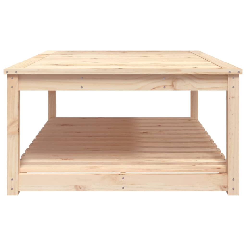 Stół ogrodowy z litego drewna sosnowego, 121 x 82,5 x 45 cm, stół tarasowy z półką, na balkon, do ogrodu, na patio, werandę, podwórko, kemping, piknik i jedzenie