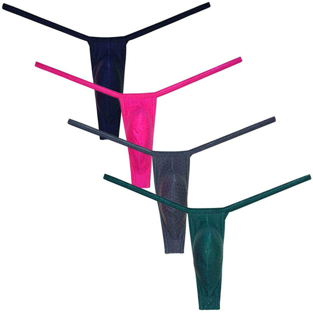 Men's Power Spandex Thong Underwear Shiny G-String Low Rice Bikini T-Back