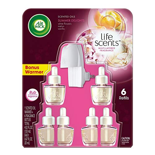 Air Wick Scented Oil Twin Refills, Life Scents, Summer Delights. Pack of 6. Bonus 1 Warmer.