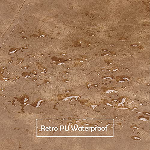 Finnhomy Bar Stools Set of 2, Swivel Adjustable Height Bar Chairs with Footrest & L-Shape Back, Vintage Leather Counter Stools for Kitchen Island, Home Bar, Retro Brown (24"-32" Height Adjustable) - Image 7