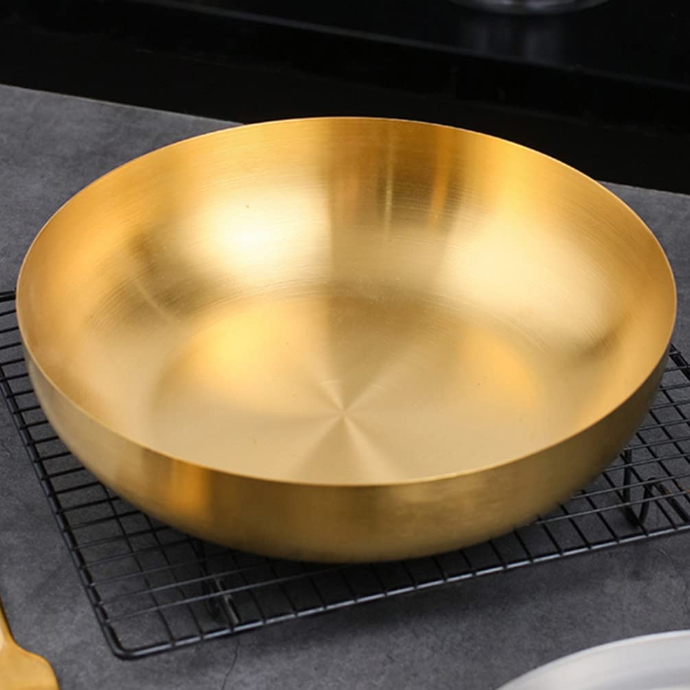Hemoton Bol mélangeur en acier inoxydable de 23,9 cm - Bol à nouilles japonais en métal doré - Bol de service à salade pour fruits Udon Soba Pho nouilles asiatiques
