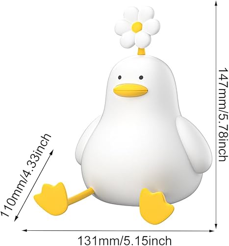 Miniatura 7 de FHNUVB Luz nocturna de pato de flores para niños, lámpara de mesa recargable de silicona, temporizador de 30 minutos, lámpara LED táctil para niñas