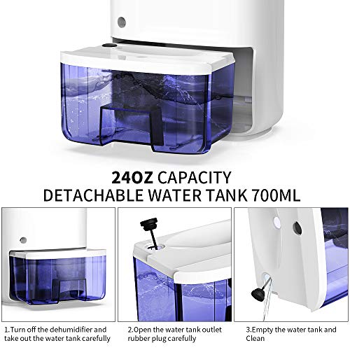 Hysure Small Dehumidifie,700Ml Compact Deshumidificador For 215 Sq Ft, Portable And Compact Ultra Quiet For Rv,Bedroom,Home, Bathroom,Basement,Closet #TOP5