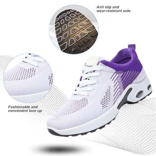 Image of Padgene Womens Sneakers Air Cushion Running Shoes Lightweight Tennis Walking Shoes Mesh Breathable Gym Work Fashion Sneakers Athletic Comfortable Casual