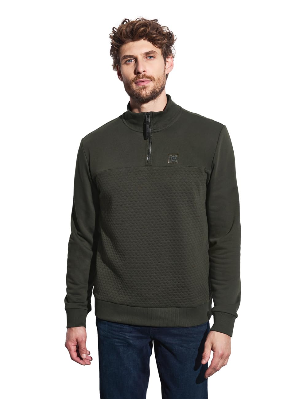 Street One MEN Herren Troyer Strukturpullover