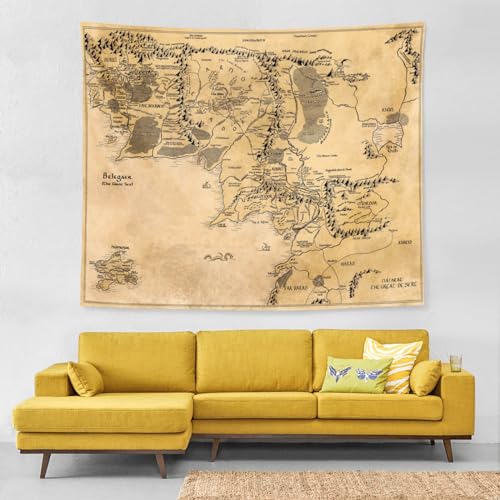 IMZEUSYEP Middle Retro Earth Map Tapestry Vintage Wall Hanging Wall Decor Decorative Wall Tapestries Durable Wall Art Decoration 3D Print Tapestry for Dorm Living Room Bedroom 50x60 Inch