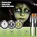 White Foundation + Black Green Face Body Paint with Painting Brushes Halloween Makeup Set, Kids Adults Facepaint Kit for Witch Monster Grinch Shrek Hulk Alien Special Effects Make Up Cosplay Party