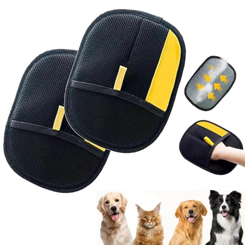 clhjinruoliu Pet Hair Removal Gloves, Electrostatic Pet Hair Remover, Reusable Grooming Gloves for Pet Hair, for Couch, Furniture, Clothing, Carpet and Car Seat,2pcs