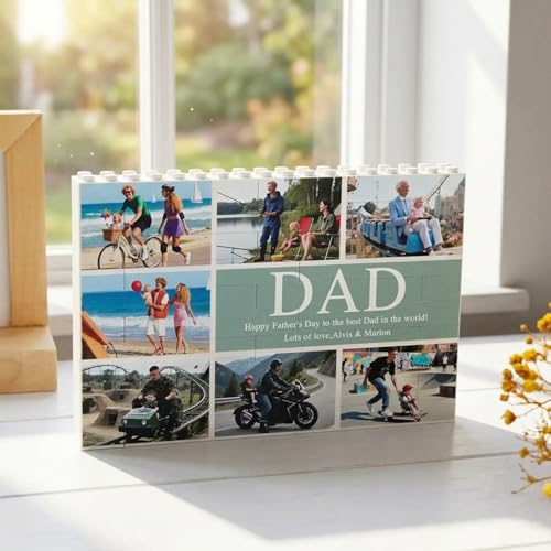 Gabita Personalized Dad Photo Puzzle Blocks Compatible Gift for Daddy Custom Fathers Day Birthday Gift for Dad Papa Grandpa Family Memory Wall Art