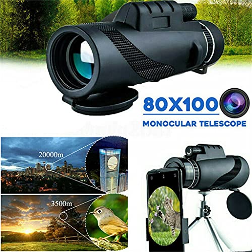 80X100 Super Monocular Telescope Sglass Prism Telescopio palmare grandangolare con Telefono Treppiede Scope Telescopio da Campeggio