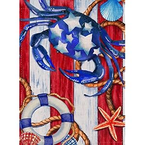 Dyrenson home decorative outdoor patriotic crab memorial day garden flag beach double sided tropical ocean starfish house yard flag stars garden yard decorations navy nautical outdoor flag 12 x 18  urban country home decor