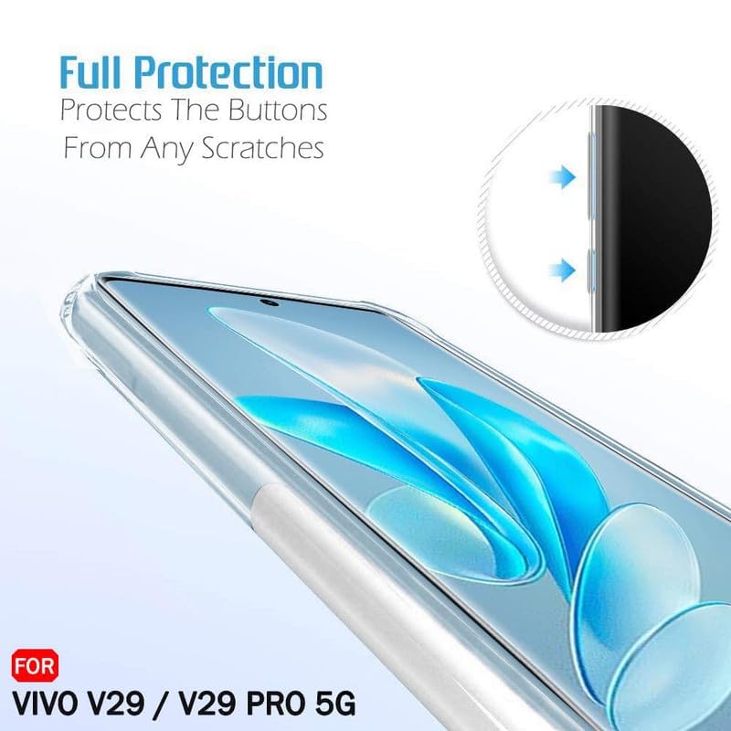 Image of Case Creation New Vivo V29 Pro Premium Imported 0.3mm Crystal Clear Totu Silicone Transparent Flexible Soft Corner Protection with TPU Slim Back Case Color Cover for Vivo V29 Pro