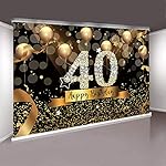 Sensfun 7x5ft Happy 40th Birthday Party Photography Backdrop Glitter Black and Gold Balloons Background for Adult Fabulous 40 Bday Party Decorations Shining Diamond Fifty Years Old Photo Booth Banner - Image 2