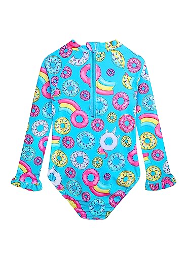 Image of Alakuoti Long Sleeve One Piece Ruffle Swimsuit for Toddler Girls Baby Girl Rashguard Shirt with UPF 50+ Sun Protection