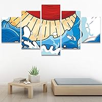 SIGNWIN 5 Panel Canvas Wall Art Modern Art Decorative Elements Fun Illustration Illustrations Kids Multicolor for Home Decorations Ready to Hang - 60