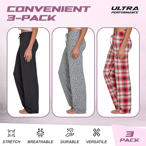 Image of Ultra Performance Pajama Pants Women 3 Pack Soft PJ Lounge Pajama Pants