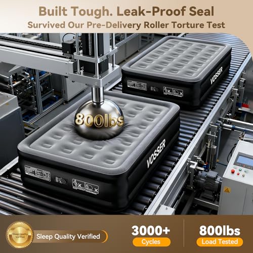 Image of VOSSER Air Mattress Full with Built in Pump,18''Raised Blow Up Mattress,Self Inflatable Mattress in 3 Mins,Portable Air Bed for Home,Floor&Travel,Full Size Air Mattress for Adults 660LB Max,Black