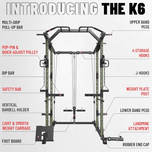 Image of Mikolo Power Cage, Power Rack with Cable Crossover System, 1500LBS Squat Rack with LAT Pull Down System, Workout Cage with Pulley System for Fitness Home Gym