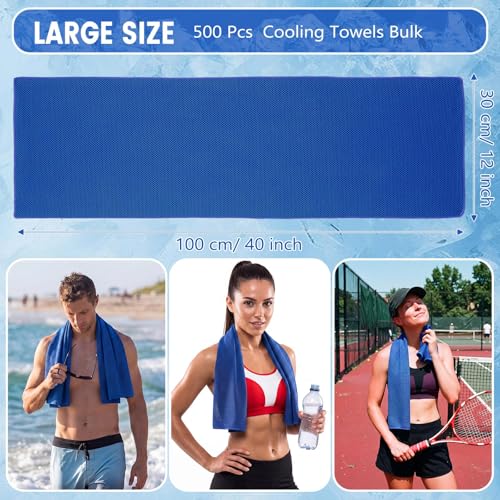 Hosuly 500 Pack Cooling Towels Bulk 40 x 12 Inch Large Chilly Breathable Sweat Sports Cold Towels Sublimation Microfiber Ice Neck Rag for Hot Weather Workout Gym Team Gift (Dark Blue) by Hosuly - Image 2